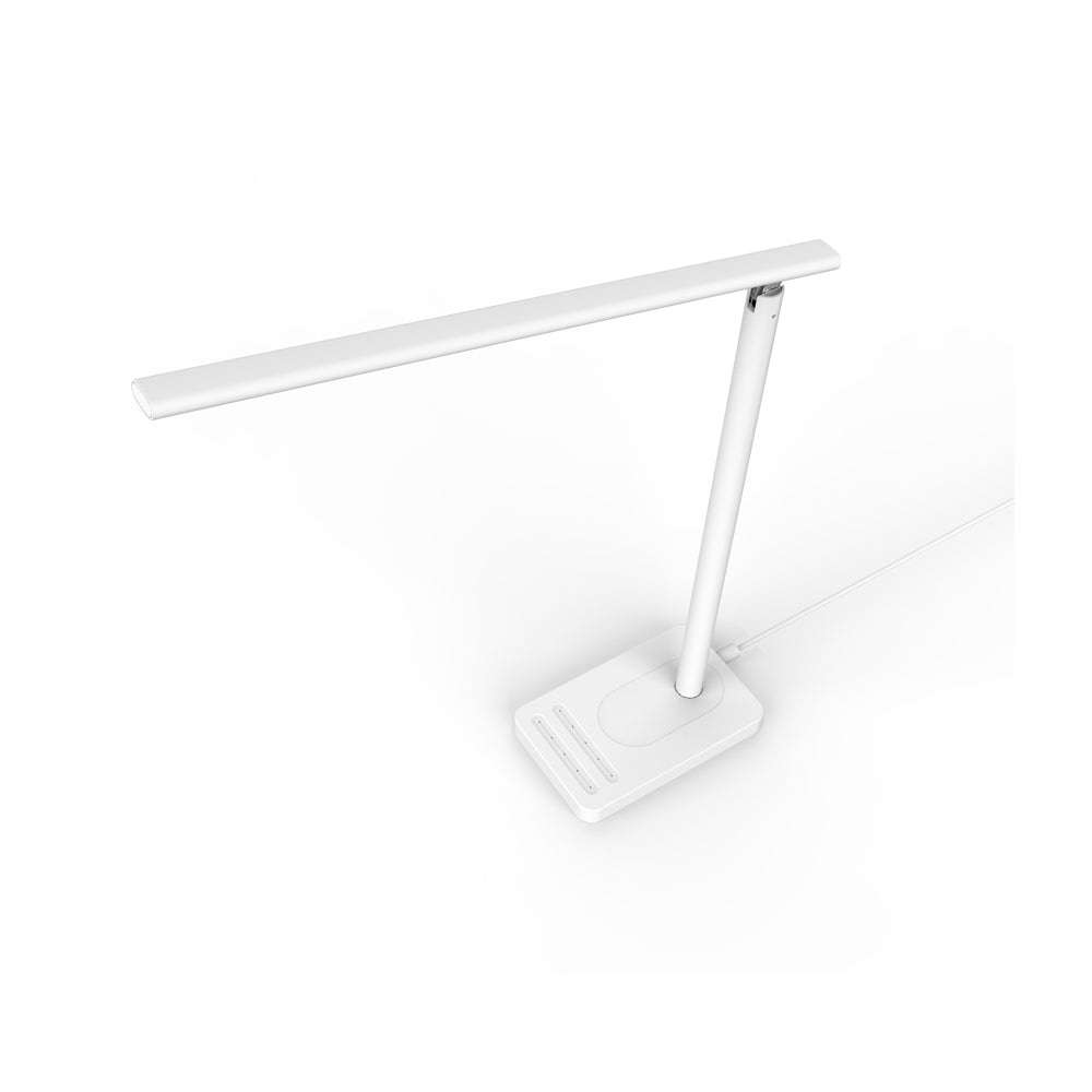 JELLYCORP- White Jelly  Lámpara Escritorio LED, con carga de móvil inalámbrica y USB (5V,1A), 4 modos, 4 niveles de brillo, brazo flexible