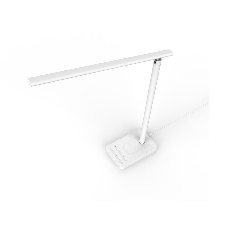 JELLYCORP- White Jelly  Lámpara Escritorio LED, con carga de móvil inalámbrica y USB (5V,1A), 4 modos, 4 niveles de brillo, brazo flexible