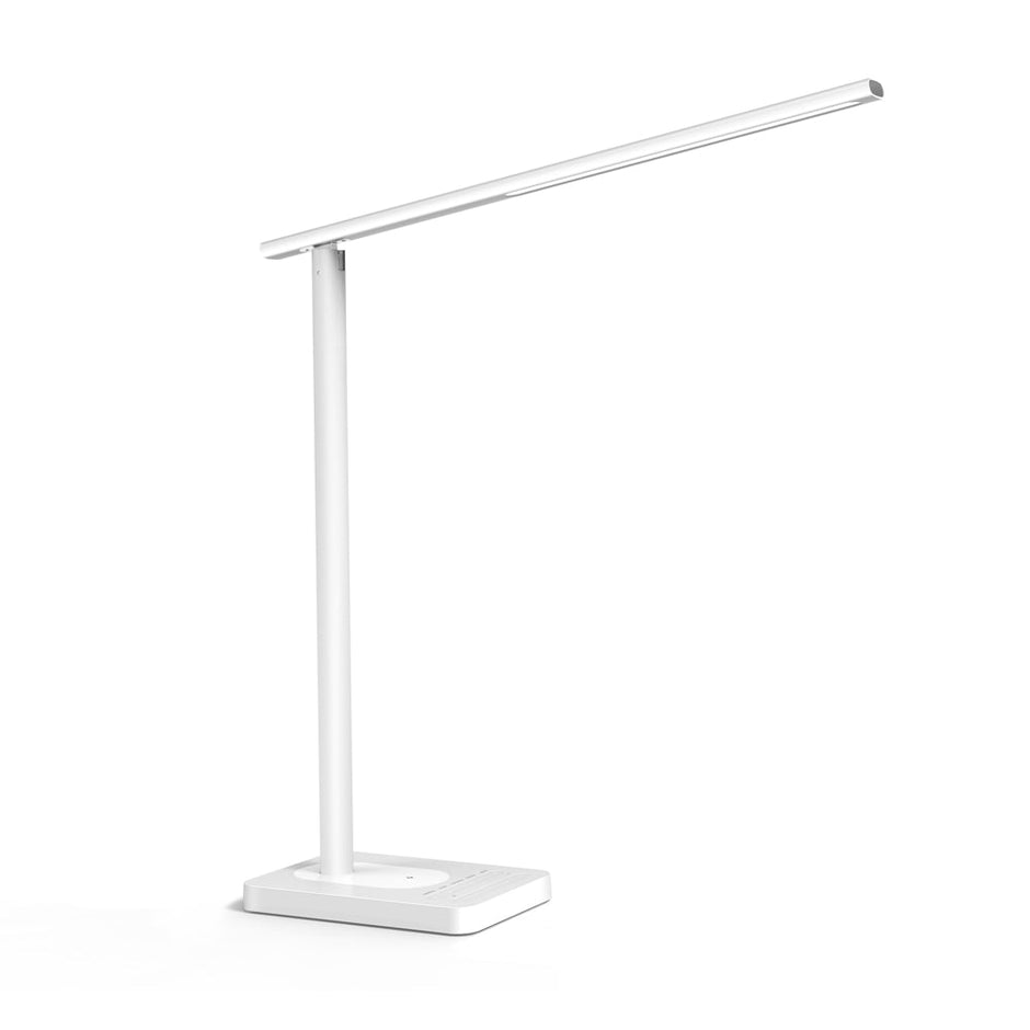 JELLYCORP- White Jelly  Lámpara Escritorio LED, con carga de móvil inalámbrica y USB (5V,1A), 4 modos, 4 niveles de brillo, brazo flexible