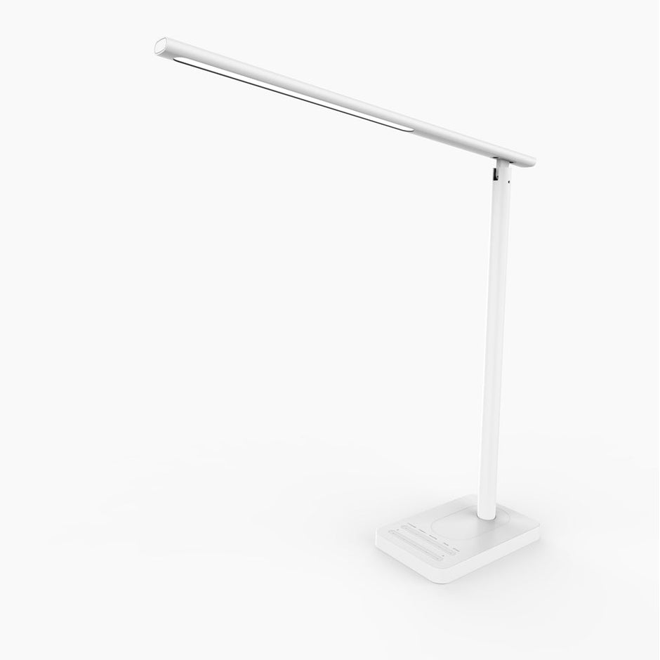 JELLYCORP- White Jelly  Lámpara Escritorio LED, con carga de móvil inalámbrica y USB (5V,1A), 4 modos, 4 niveles de brillo, brazo flexible