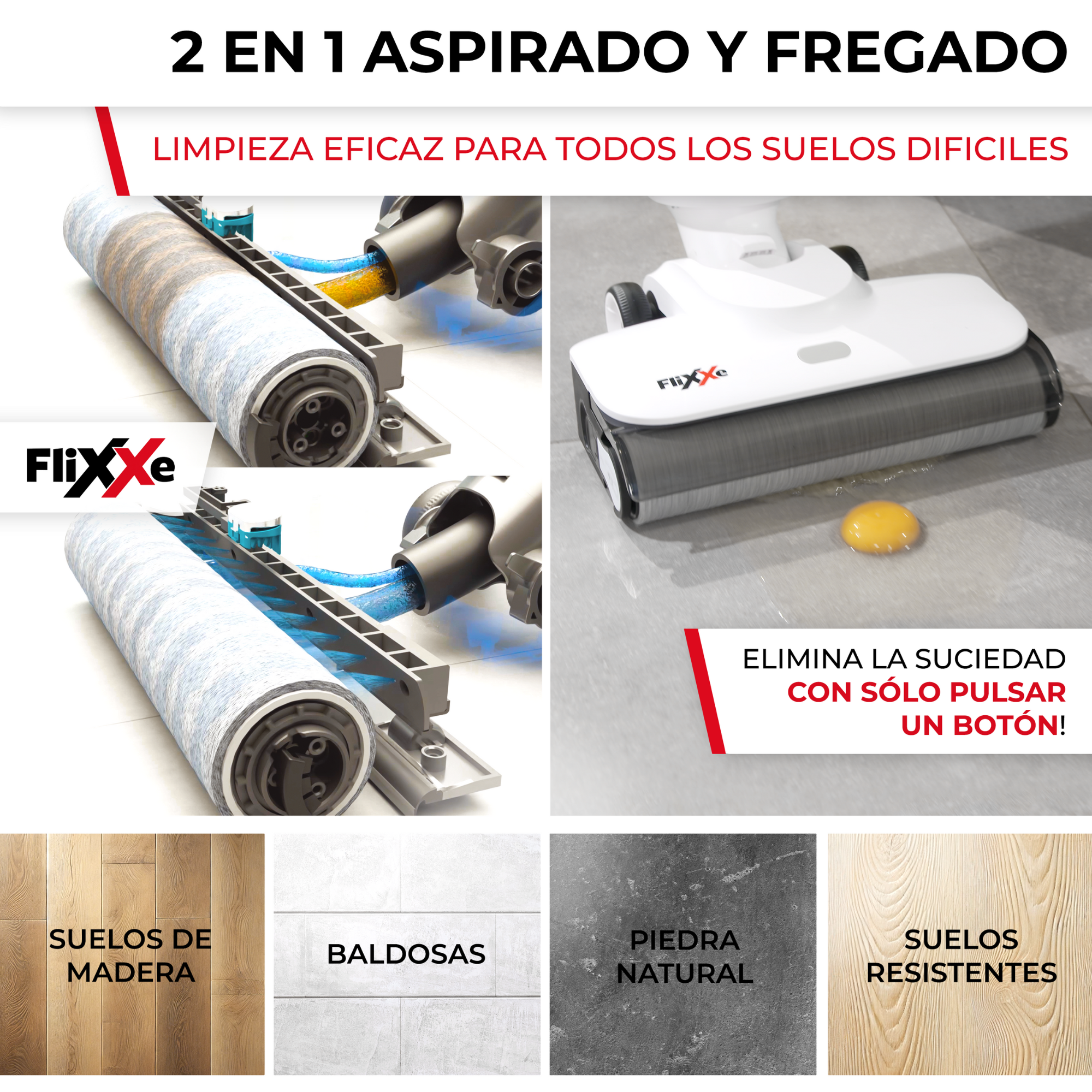 FliXXe Aspiradora multifunción Wet and Dry 2x2 Squizzle 120W