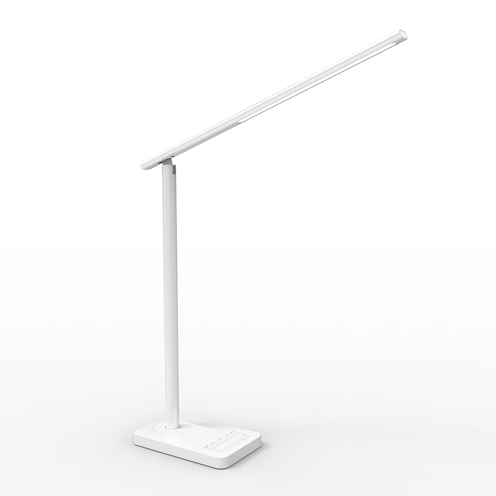 JELLYCORP- White Jelly  Lámpara Escritorio LED, con carga de móvil inalámbrica y USB (5V,1A), 4 modos, 4 niveles de brillo, brazo flexible