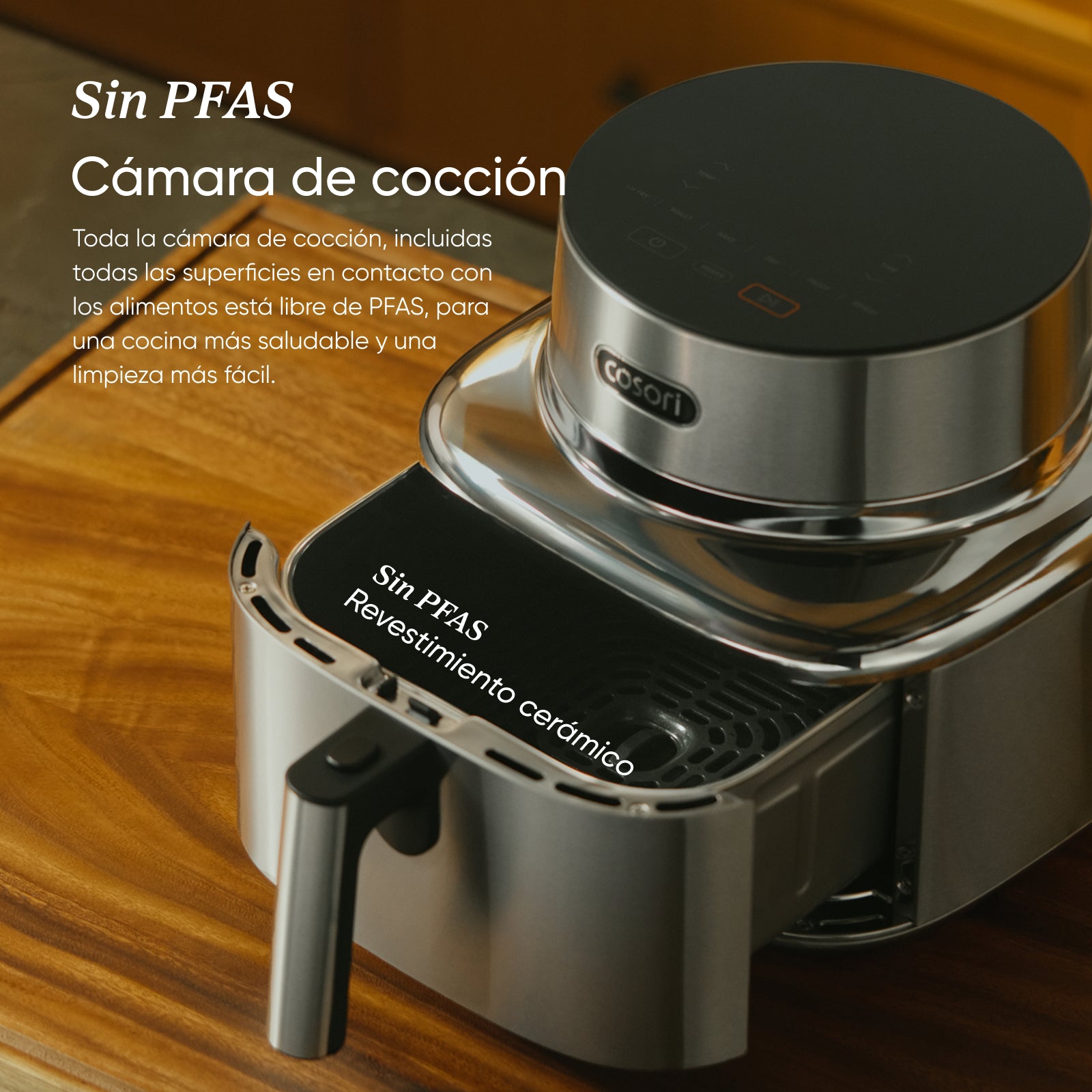 Cosori ICONIC Single Smart 6,2 L en acier inoxydable avec panier, sans PFAS