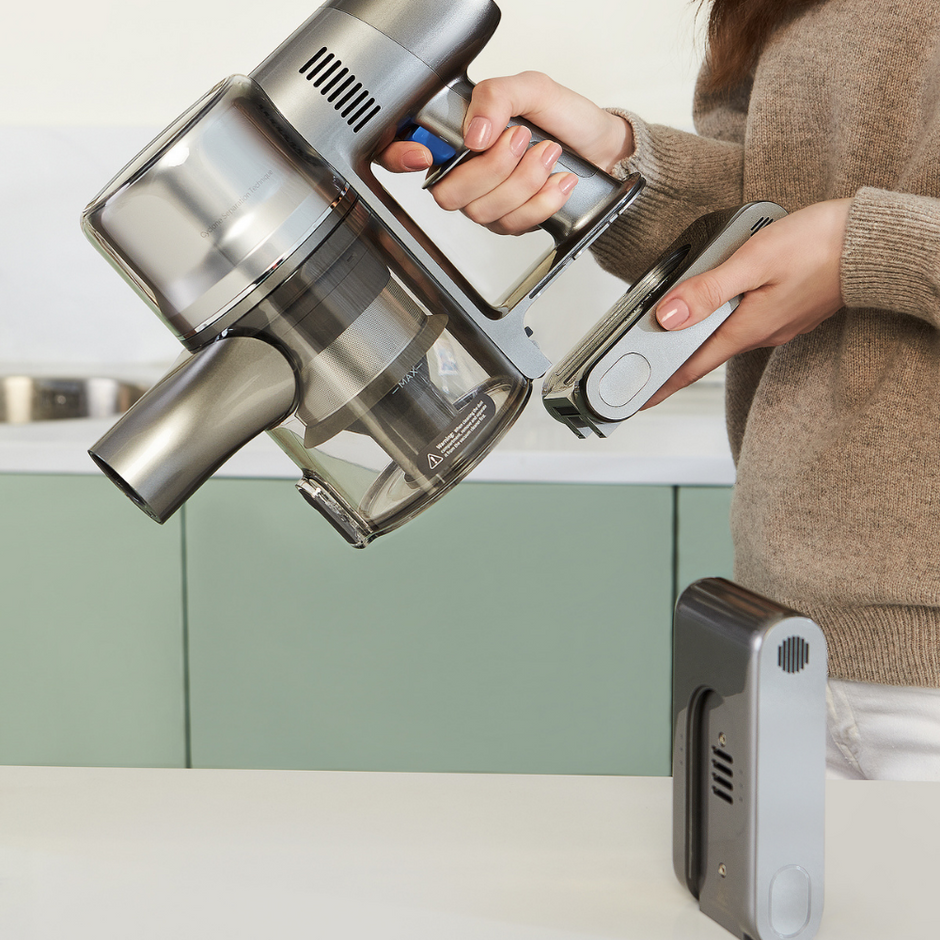 Aspirateur sans fil Dreame T20 Mistral Pro, modèle européen, 125 000 tr/min, avec écran LCD couleur et deux batteries amovibles incluses.