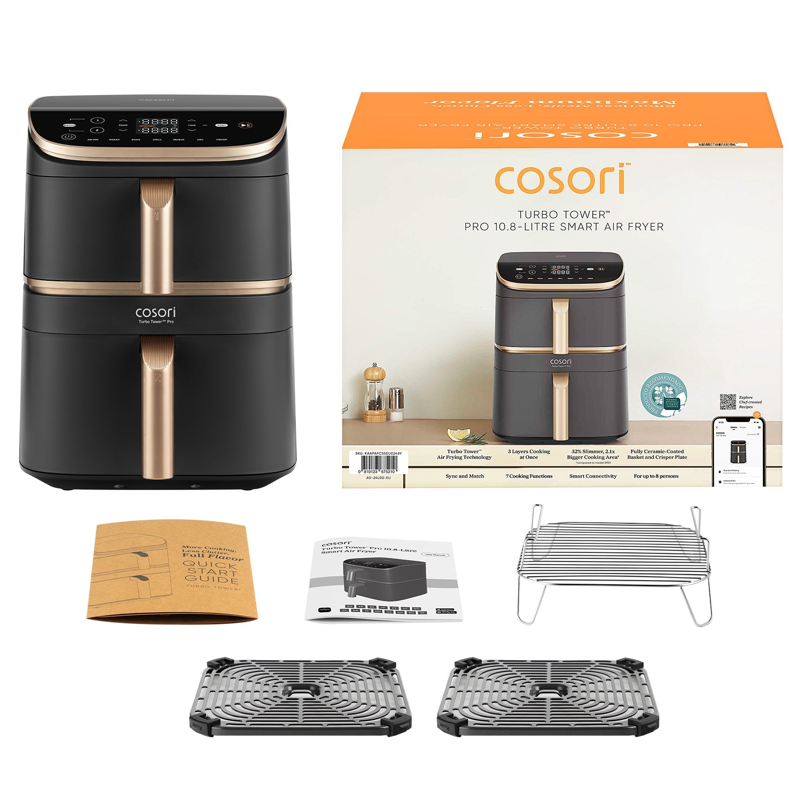 COSORI - Turbo Tower Pro Smart Chef Edition – Freidora de Aire de Torre 10.8L
