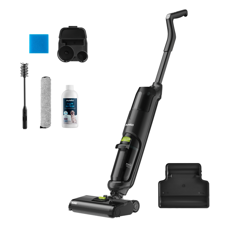 Eureka NEW400 Aspiradora Escoba Sin Cable en Seco y Húmedo, Ligera, Autolimpieza, Autonomía 30 Minutos, Depósito Doble, Suelos Duros, Pelo de Mascotas