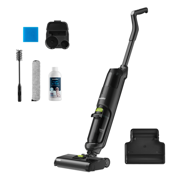 Eureka NEW400 Aspiradora Escoba Sin Cable en Seco y Húmedo, Ligera, Autolimpieza, Autonomía 30 Minutos, Depósito Doble, Suelos Duros, Pelo de Mascotas
