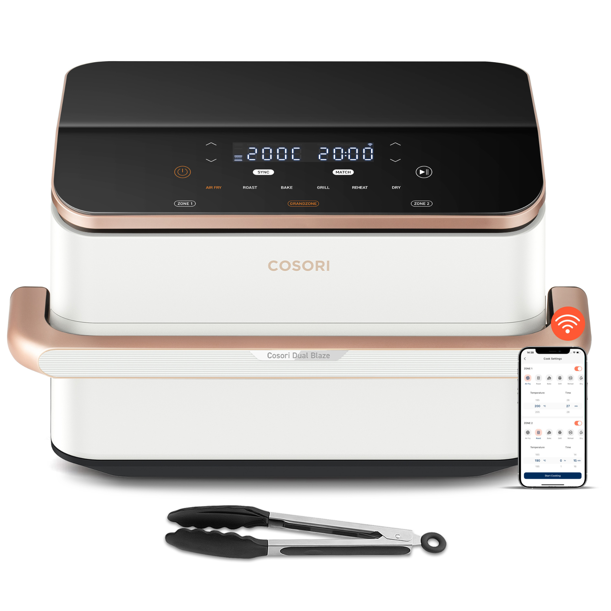 COSORI - Freidora de aire Dual Blaze Twinfry™ Chef Edition White con capacidad 10L