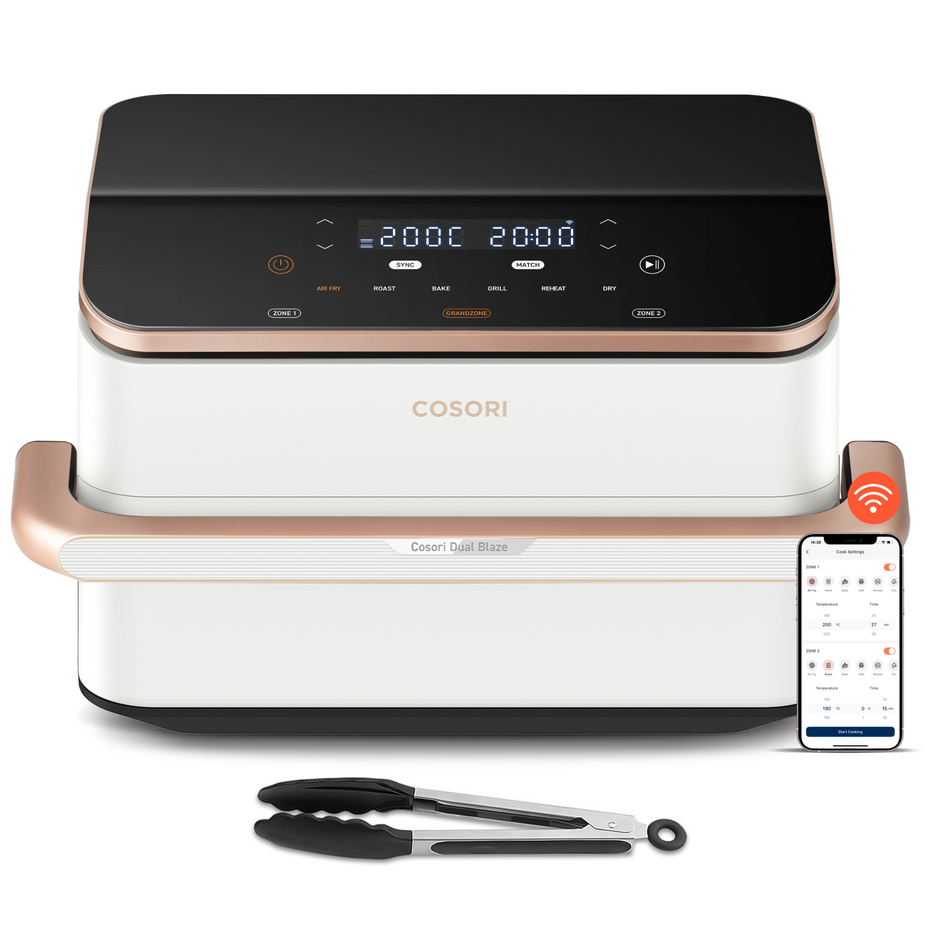 COSORI - Freidora de aire Dual Blaze Twinfry™ Chef Edition White con capacidad 10L