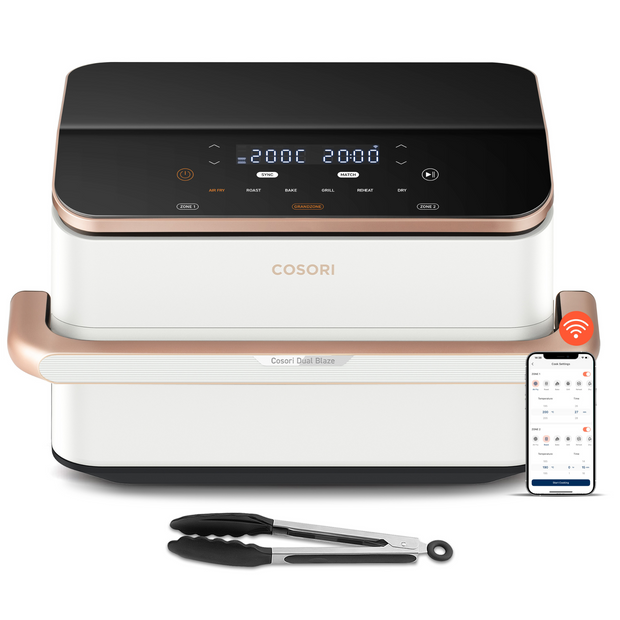 COSORI - Freidora de aire Dual Blaze Twinfry™ Chef Edition White con capacidad 10L