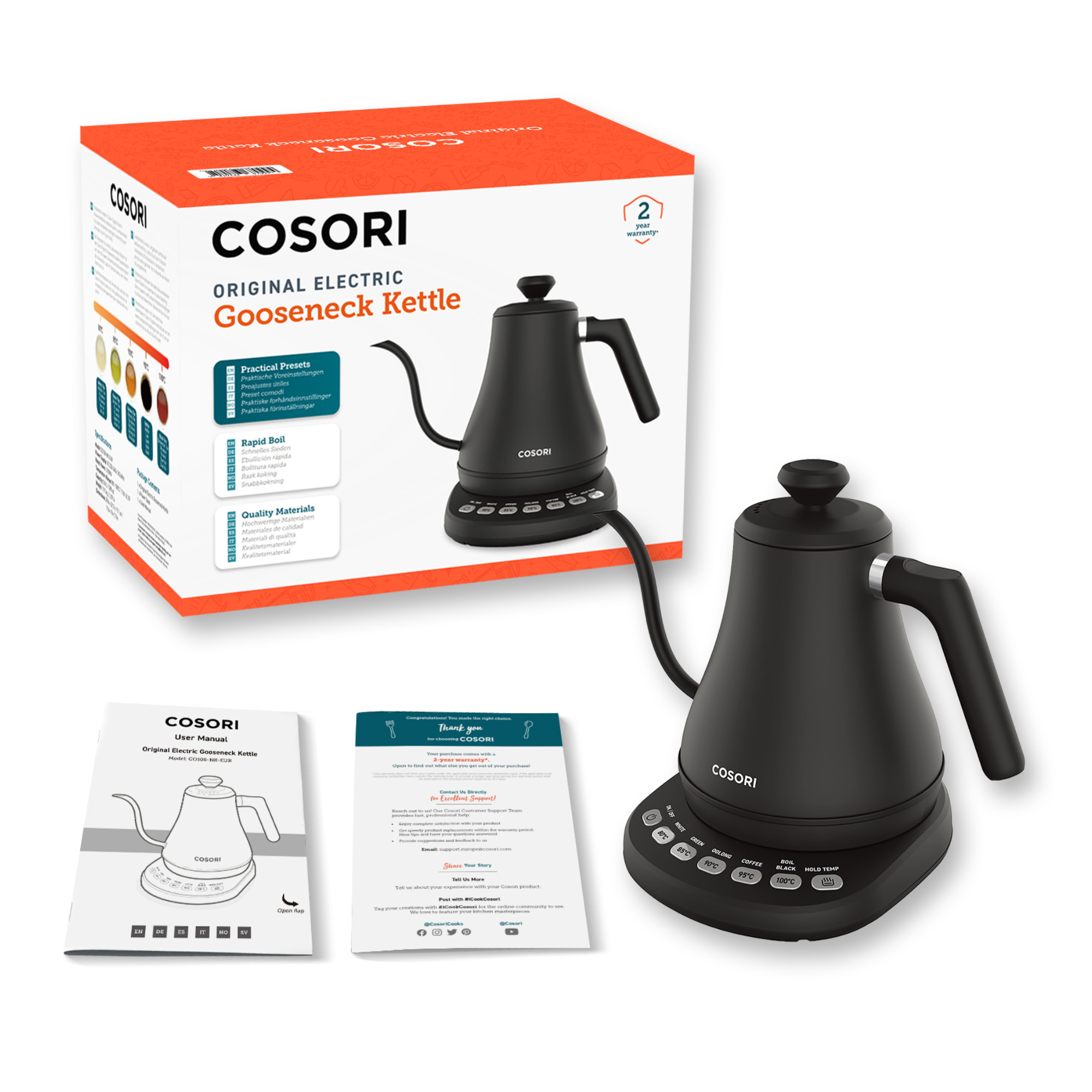 COSORI - Hervidor de agua Kettle Chef Edition 0,8 litros