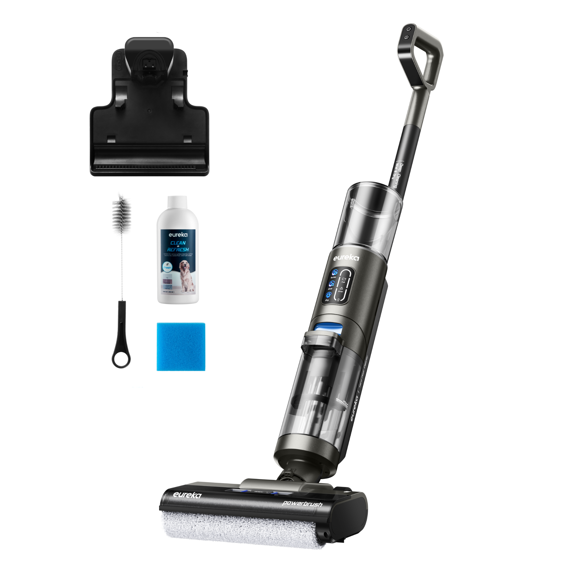 Eureka NEW430 Aspiradora en Seco y Húmedo Sin Cable, Friegasuelos Multisuperficie,  Pelo de Mascotas, Depósito Doble de Agua, Navegación por Voz