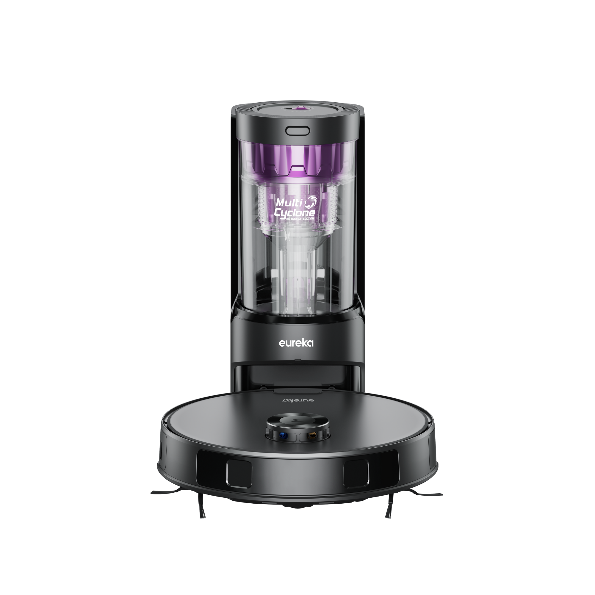 Eureka E20 Plus Robot Aspirador de 8000 Pa, Estación de Vaciado Automático sin Bolsa, Friegasuelos Antienredos, Autonomía de 180 Minutos,  Negro