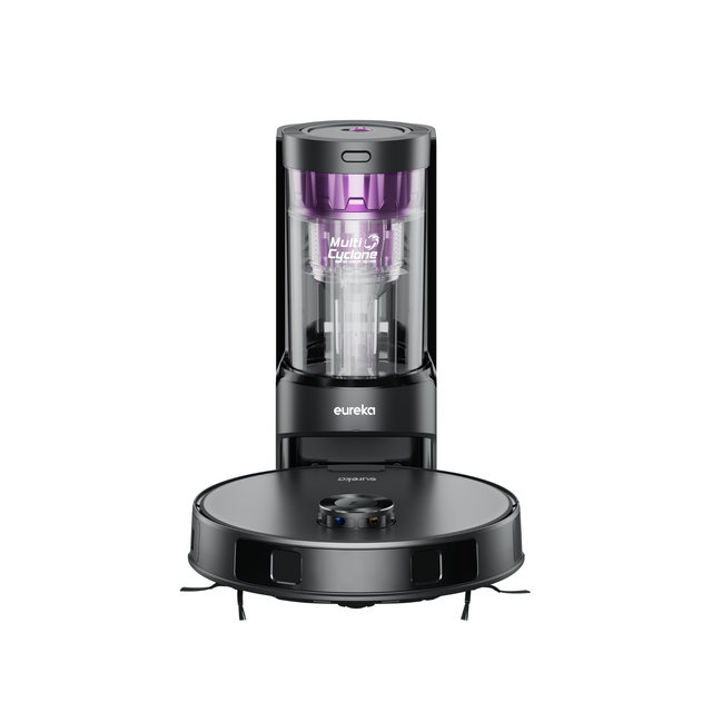 Eureka E20 Plus Robot Aspirador de 8000 Pa, Estación de Vaciado Automático sin Bolsa, Friegasuelos Antienredos, Autonomía de 180 Minutos,  Negro