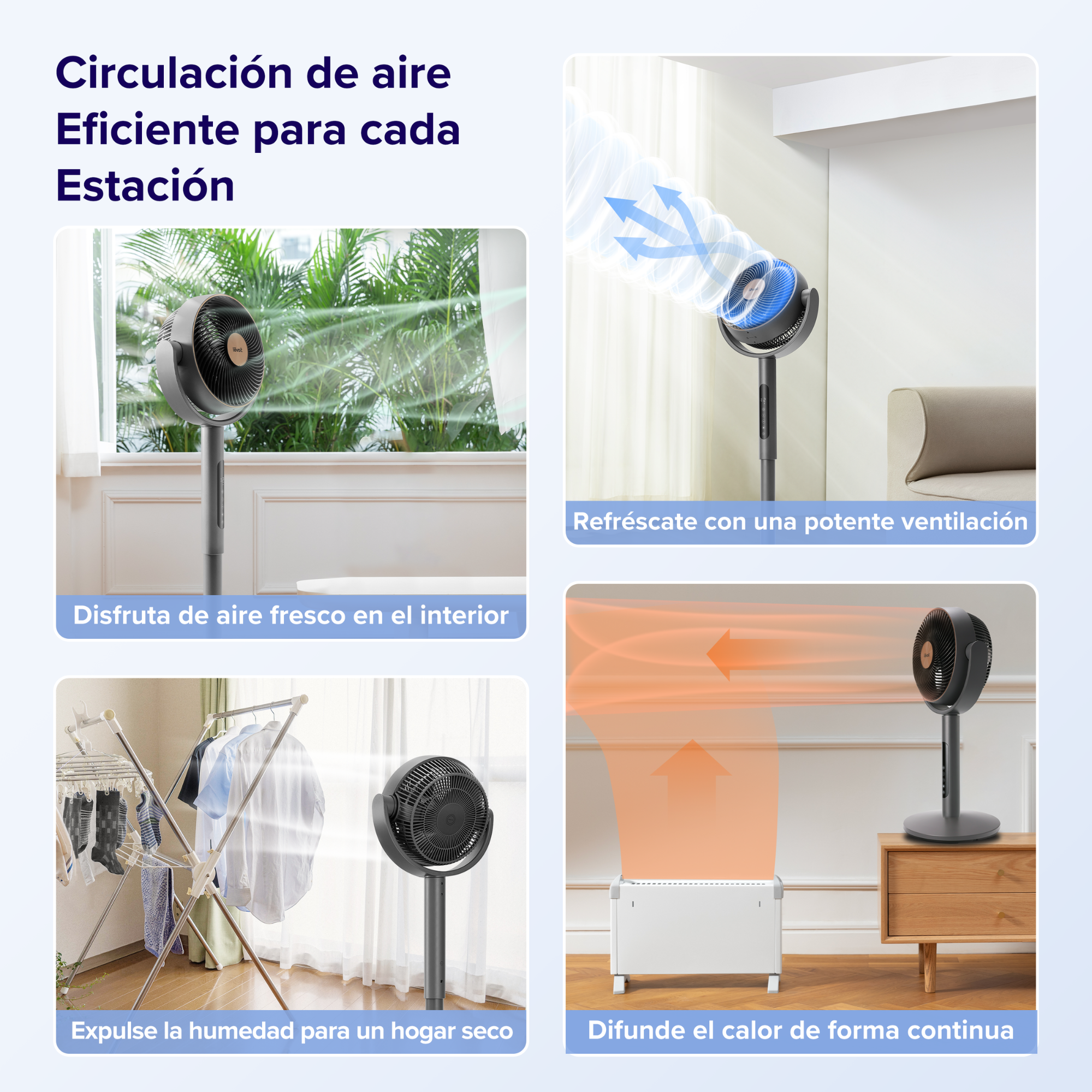 LEVOIT - Ventilador Levoit Pedestal Air Circulator con Tecnología Tri-Cyclonic