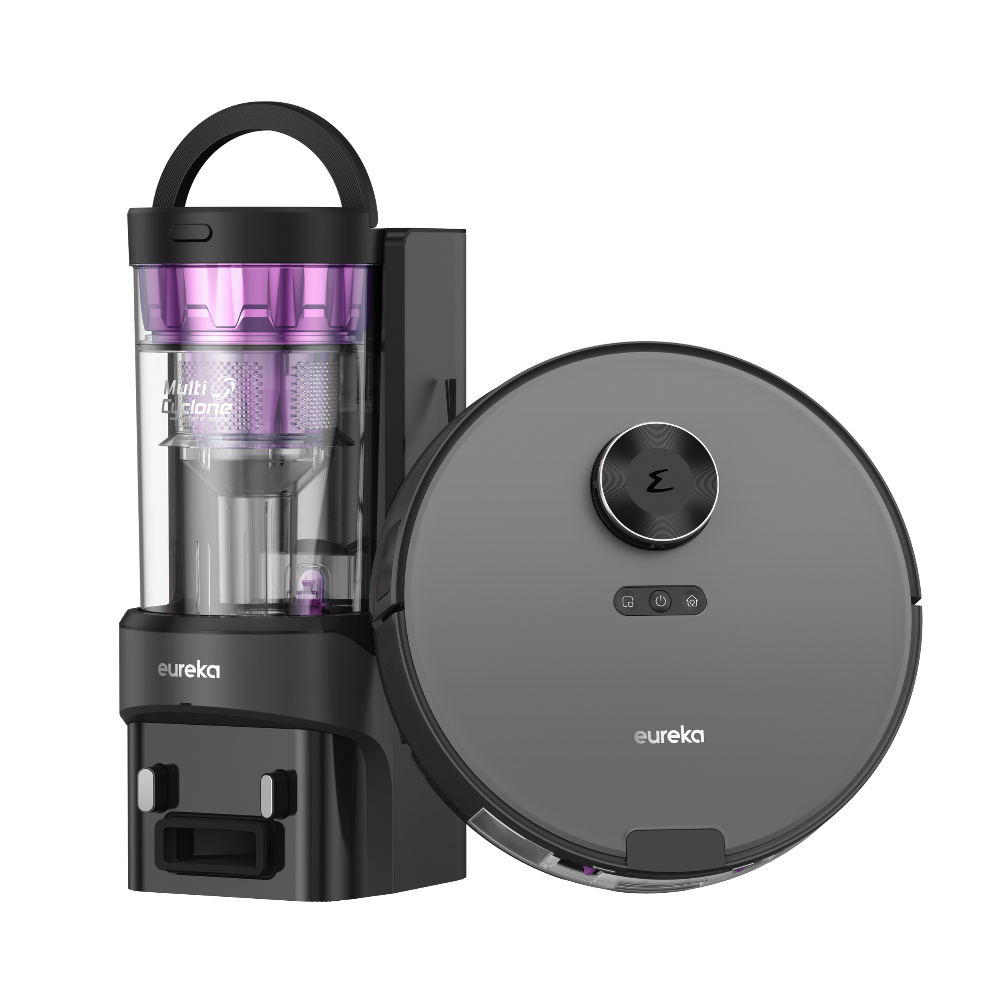 Eureka E20 Plus Robot Aspirador de 8000 Pa, Estación de Vaciado Automático sin Bolsa, Friegasuelos Antienredos, Autonomía de 180 Minutos,  Negro
