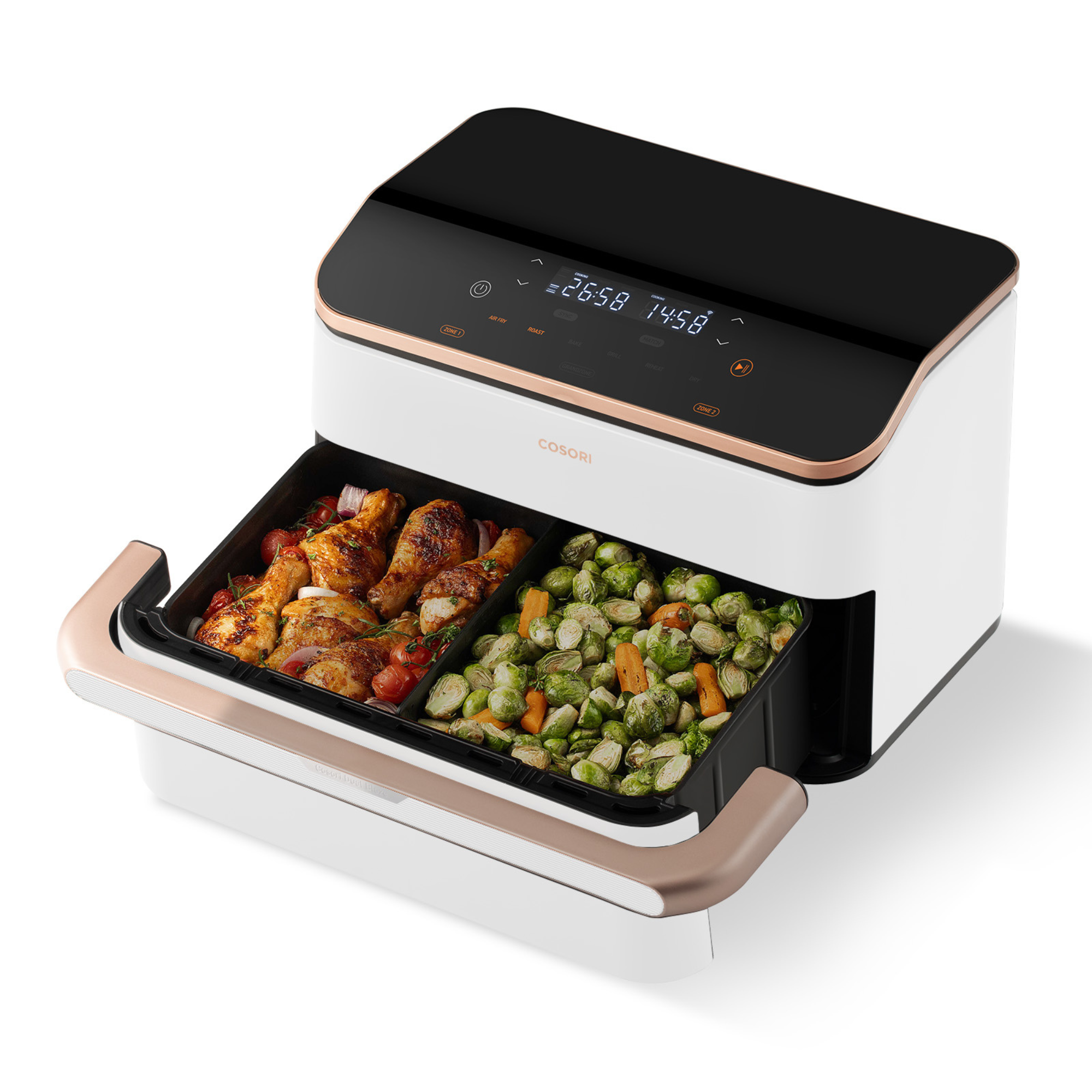 COSORI - Freidora de aire Dual Blaze Twinfry™ Chef Edition White con capacidad 10L