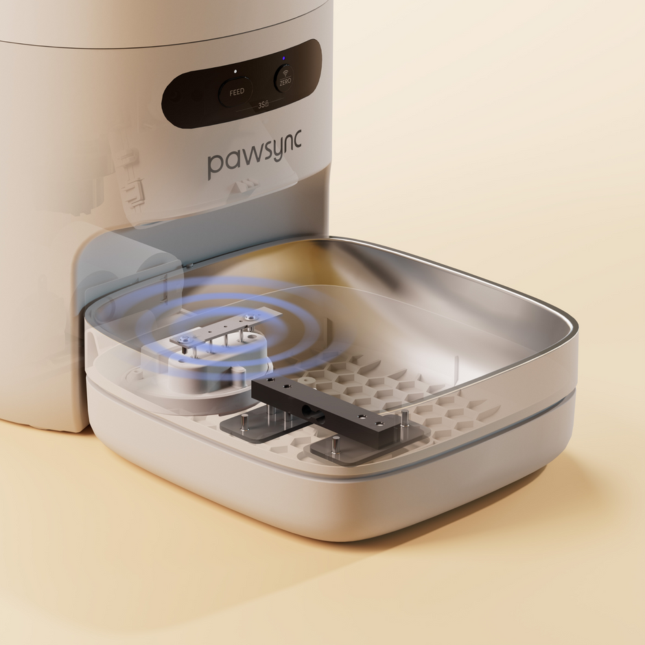 Distributeur automatique de nourriture pour chats Pawsync 3,6 L, Wi-Fi 2,4 GHz avec rapport diététique via application, sans BPA, bol en acier inoxydable 304, jusqu'à 10 repas, double bol pour nourrir chats et chiens.