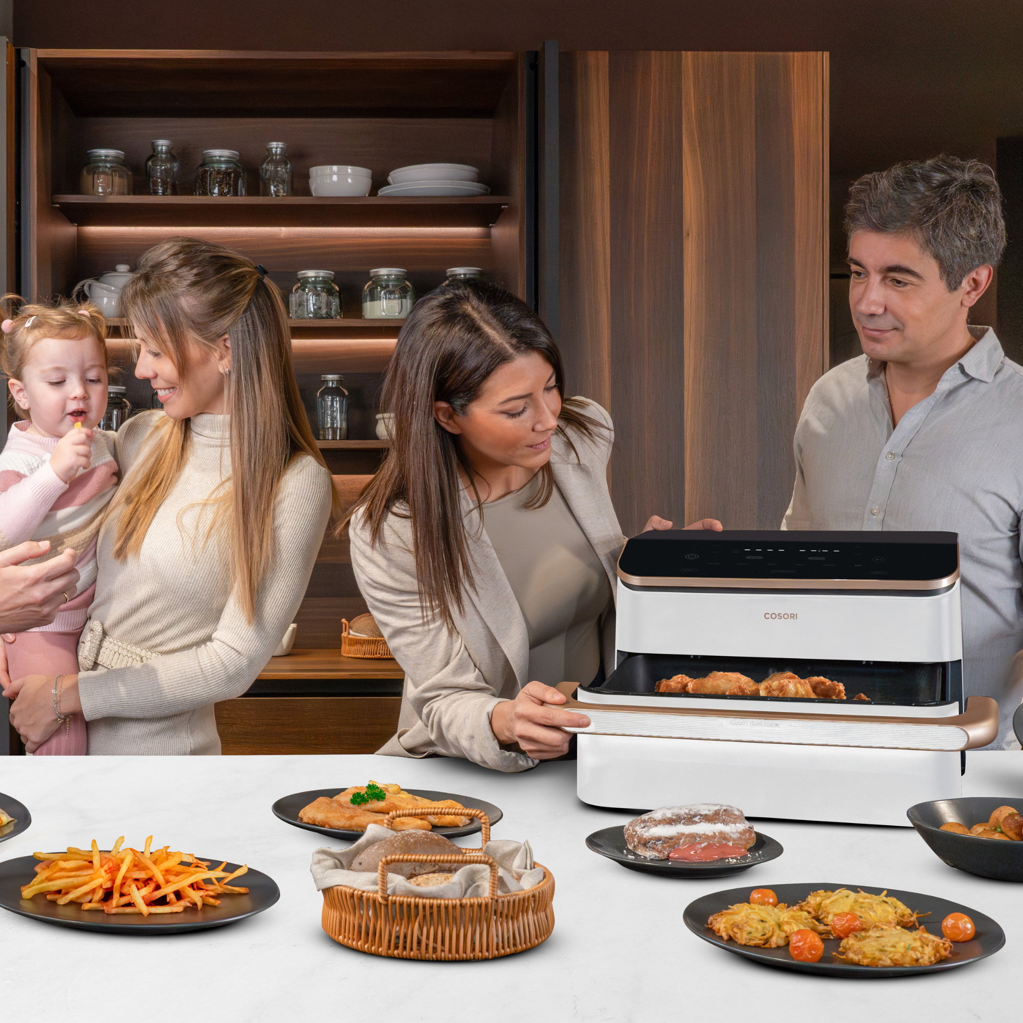 COSORI - Freidora de aire Dual Blaze Twinfry™ Chef Edition White con capacidad 10L