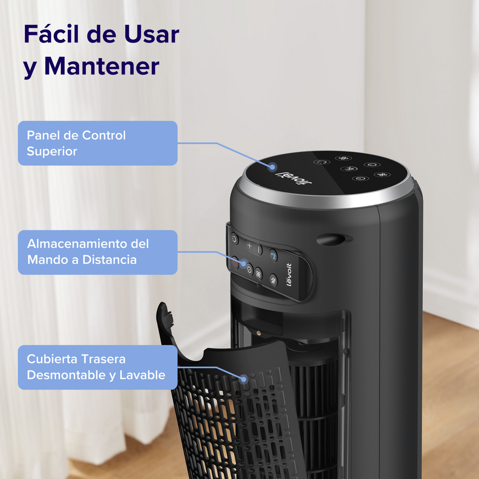 LEVOIT - Ventilador de Torre TempSense-36 Pro con 5 velocidades y tecnologia Vortexair.