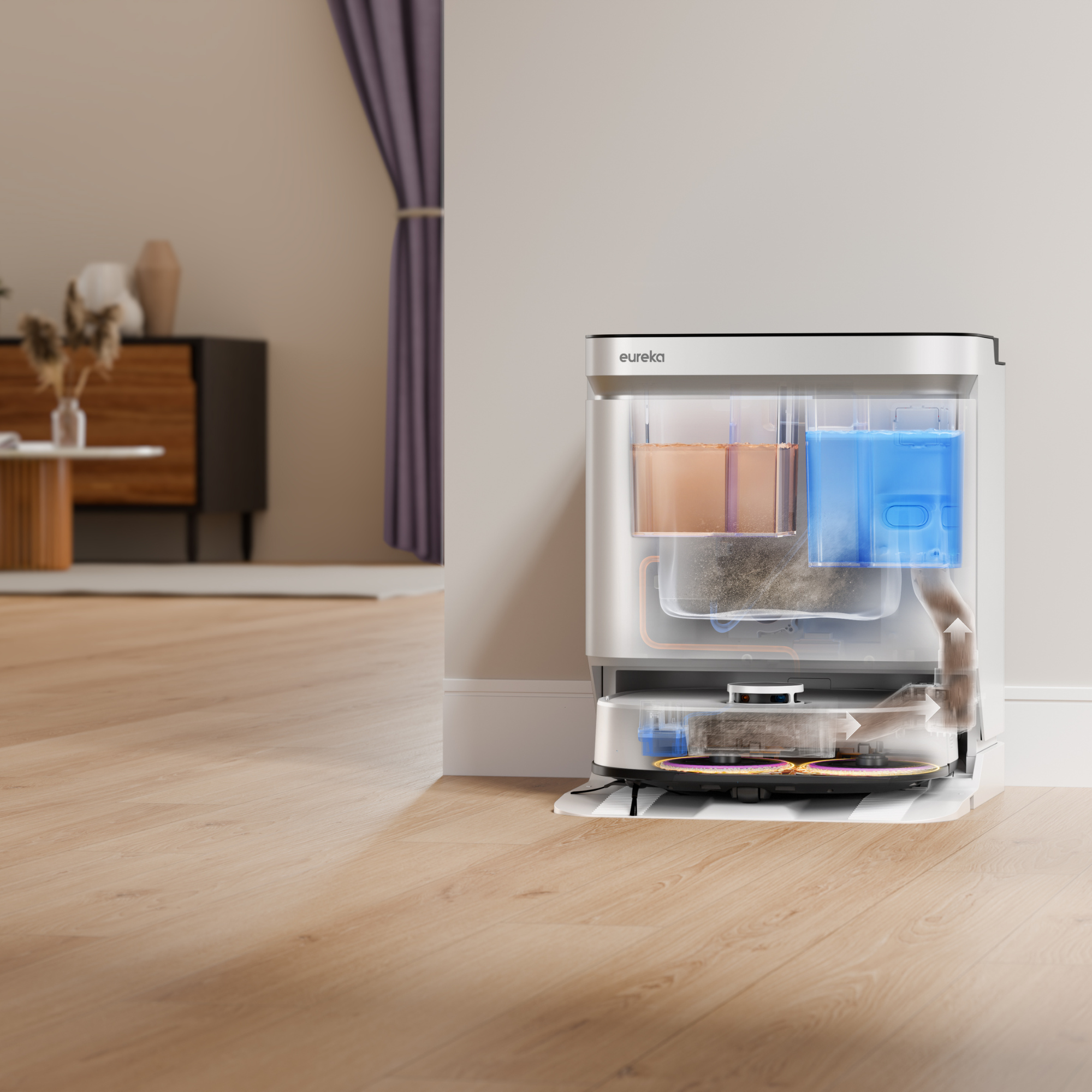 Eureka J15 Pro Ultra Robot Aspirador y Friegasuelos con Succión de 16.200Pa, Anti-Enredos y Lavado con Agua Caliente - Blanco