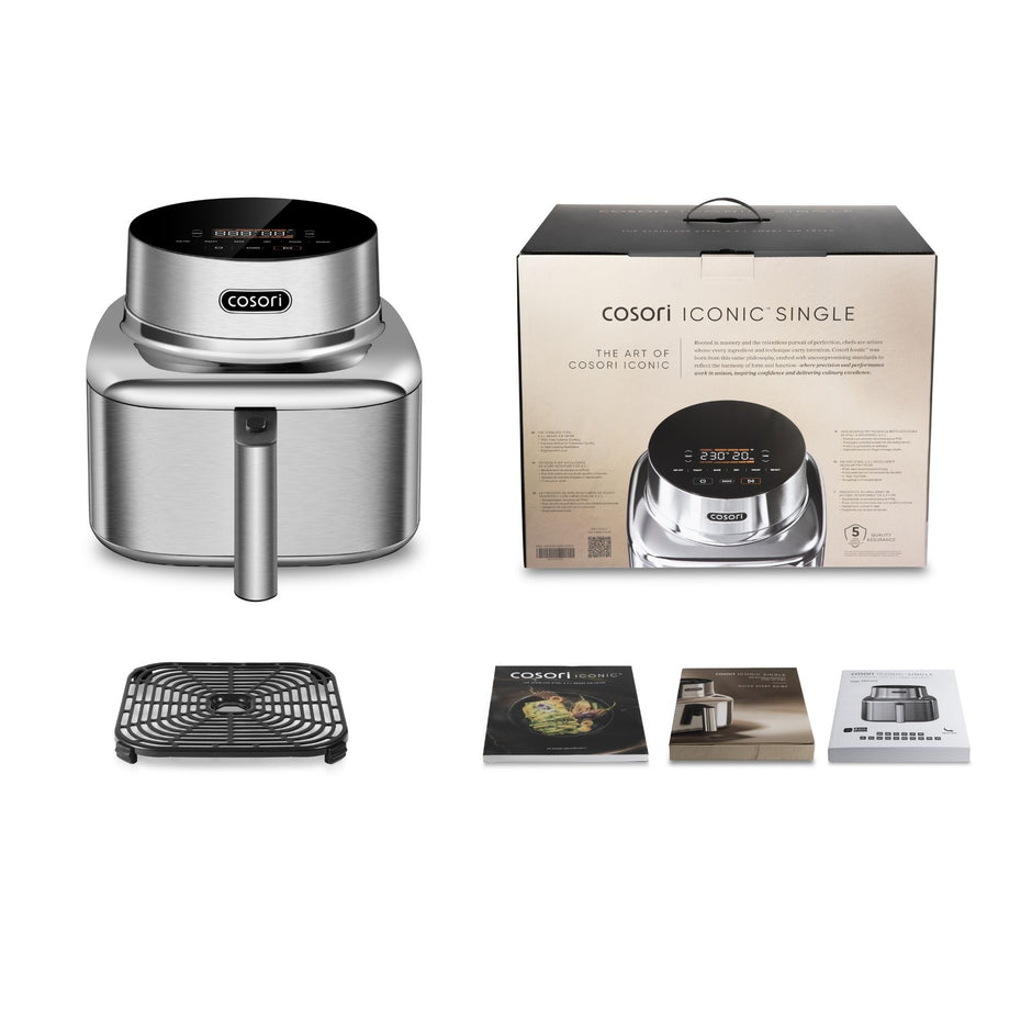 Cosori ICONIC Single Smart 6,2 L en acier inoxydable avec panier, sans PFAS