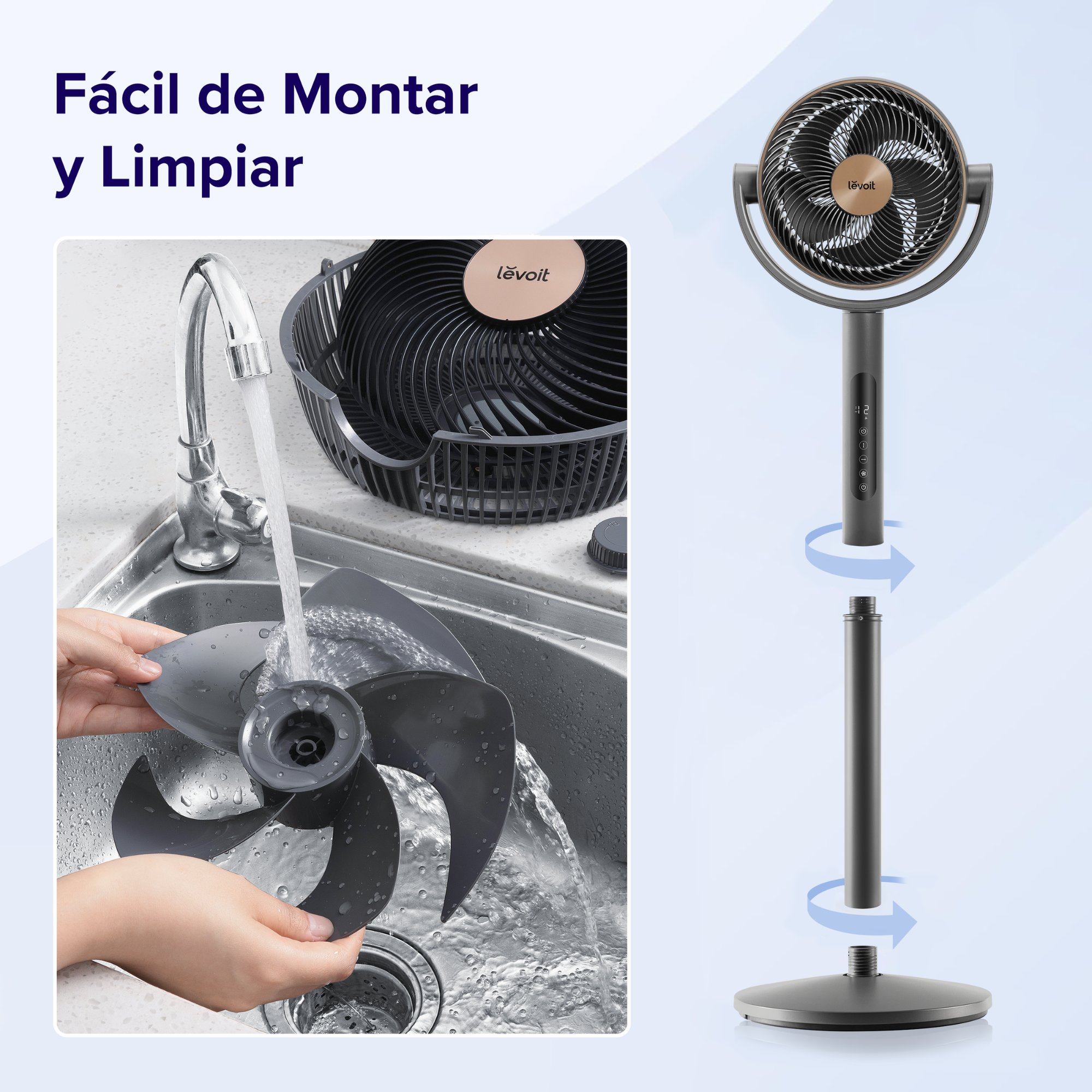 LEVOIT - Ventilador Levoit Pedestal Air Circulator con Tecnología Tri-Cyclonic