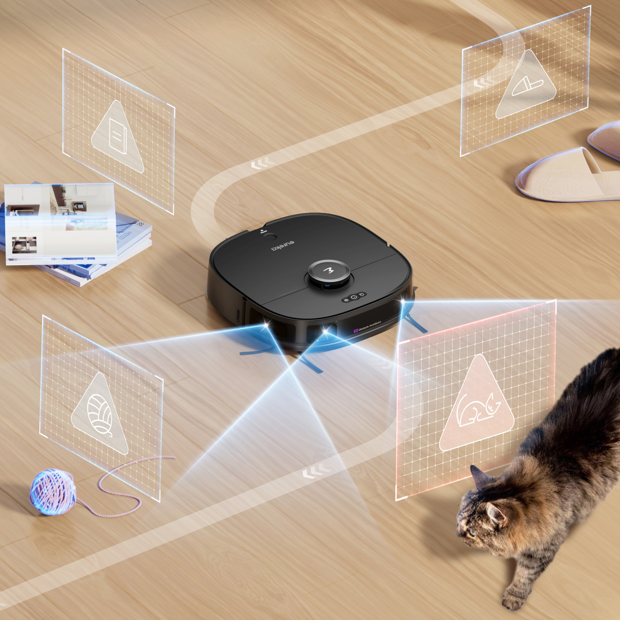 Aspirateur robot laveur Eureka J12 Ultra, station de vidage automatique, lavage et séchage, 5000 Pa, serpillère rotative, double navigation LiDAR, noir