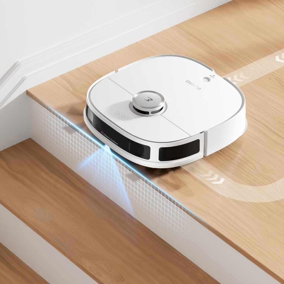 Aspirateur robot laveur Eureka J12 Ultra, station de vidage automatique, lavage et séchage, 5000 Pa, serpillère rotative, double navigation LiDAR, blanc