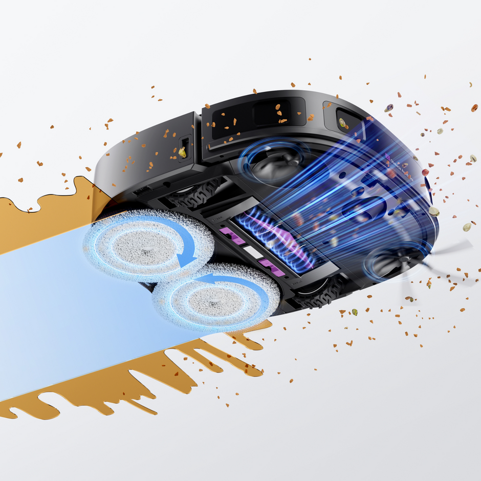 Aspirateur robot laveur Eureka J12 Ultra, station de vidage automatique, lavage et séchage, 5000 Pa, serpillère rotative, double navigation LiDAR, noir