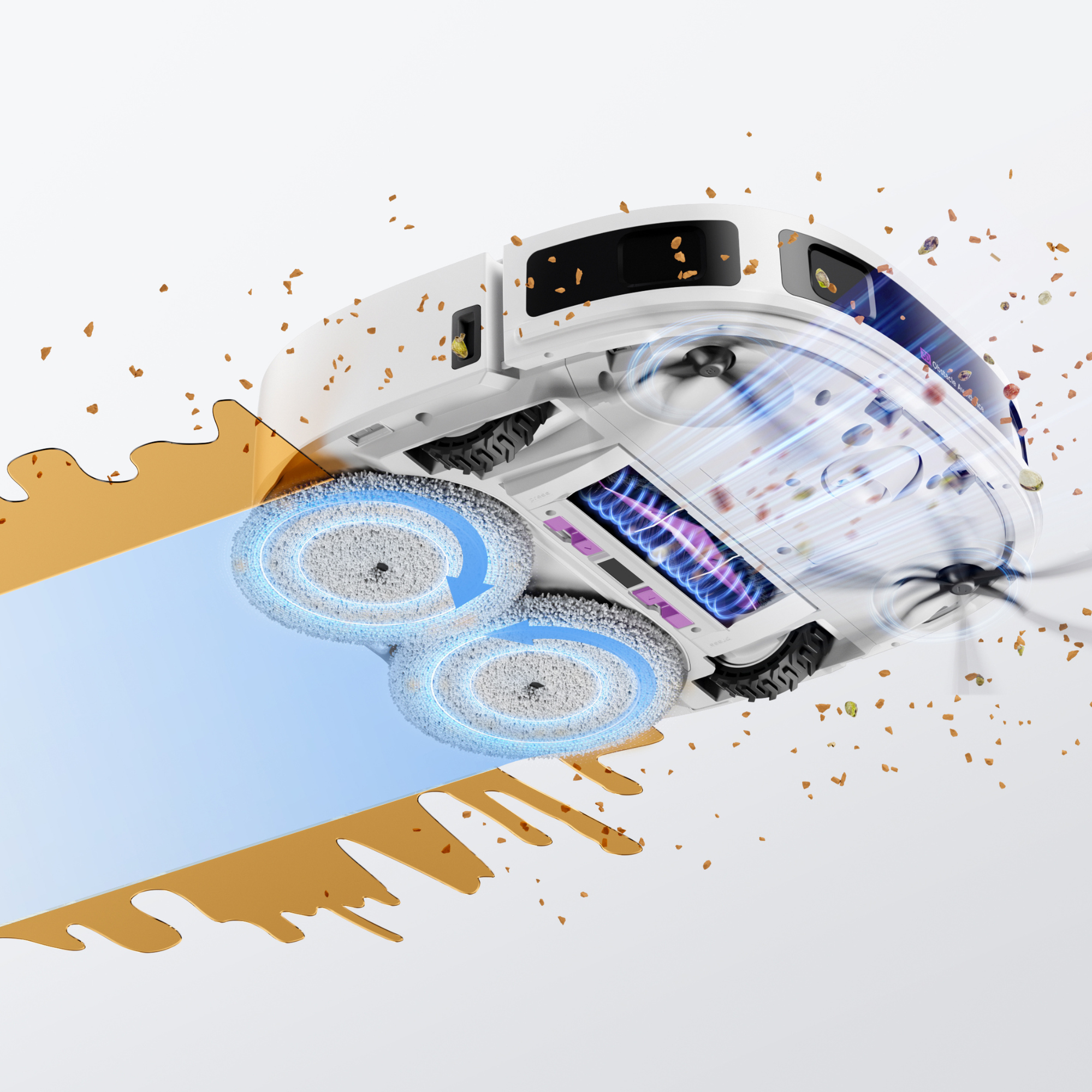 Aspirateur robot laveur Eureka J12 Ultra, station de vidage automatique, lavage et séchage, 5000 Pa, serpillère rotative, double navigation LiDAR, blanc