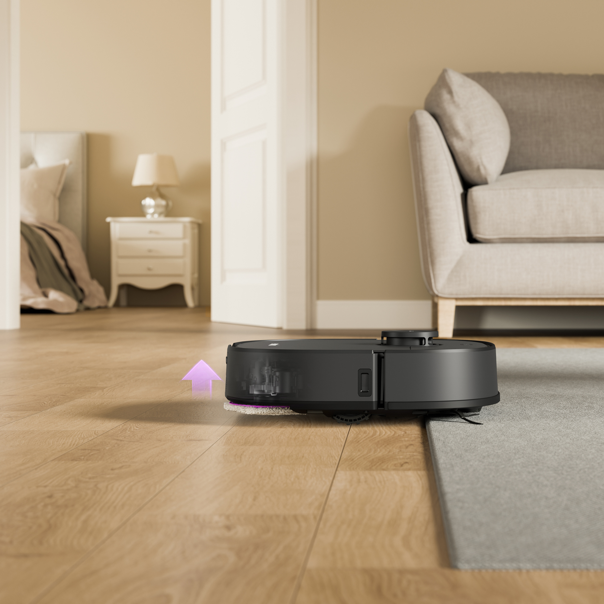 Aspirateur robot laveur Eureka J15 Pro Ultra avec aspiration de 16 200 Pa, système anti-emmêlement et lavage à l'eau chaude - Noir