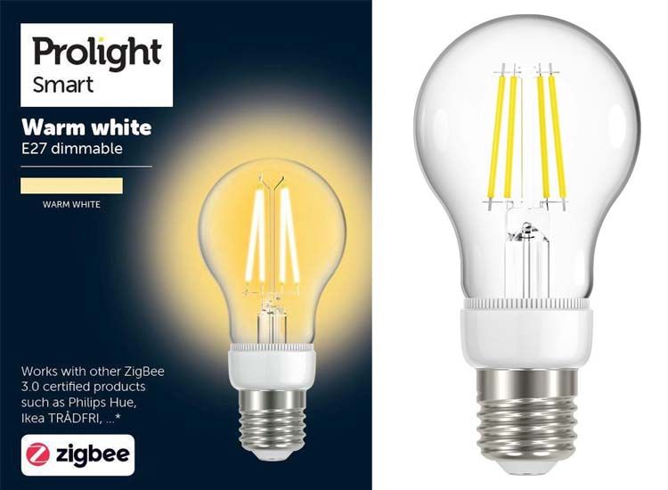 Prolight - Bombilla LED inteligente Zigbee E27 blanco cálido 8W
