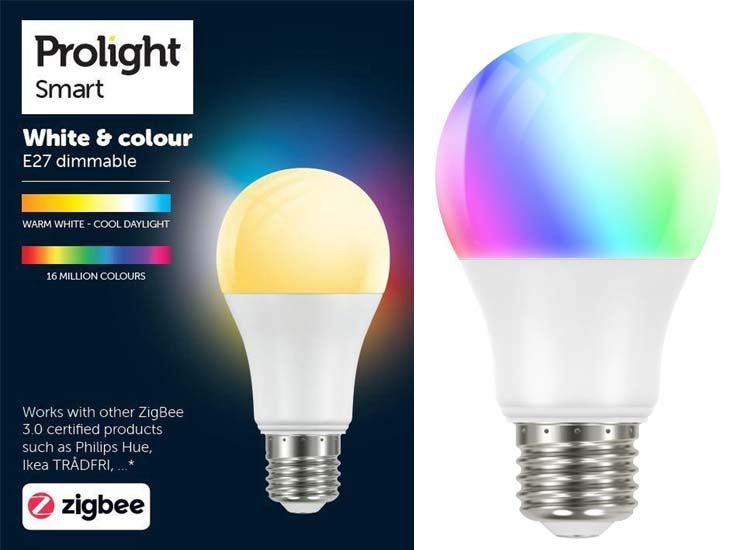 Prolight - Bombilla LED inteligente Zigbee E27 Regulable RGB/Blanco