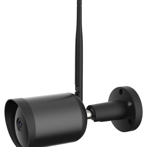 Qnect - Cámara inteligente con Wi-Fi para exteriores, Full HD 1080P, Cable de 12 V y 4,5 m, Detección de movimiento filtrada, Almacenamiento en microSD