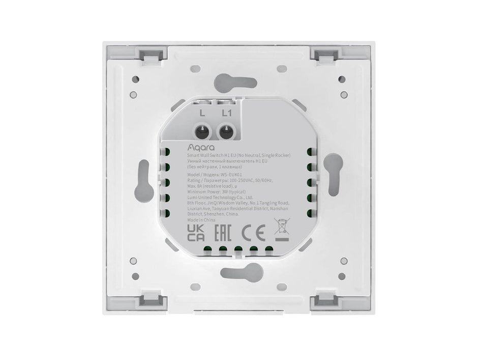 AQARA - Interruptor de pared inteligente H1 - Sin neutro basculante simple