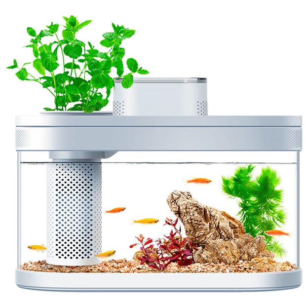 DESGEO C180 9L Acuario Pro Smart Feeder 7 colores de luz LED Autolimpieza Filtración Mini Acuario con control de la aplicación Mijia